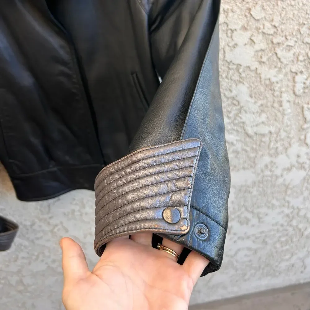 La Matta Vintage Leather Bomber Jacket Size Womens Small - Picture 3 of 6